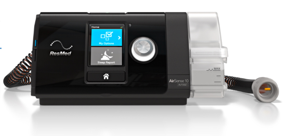 ResMed AirSense 10 AutoSet CPAP machine with humidifier and tubing